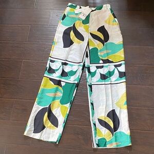 NWT Zara Colorful Abstract Print Wide-Leg Pants